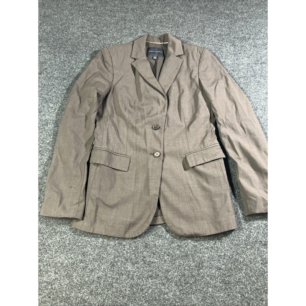 Banana Republic Women's Stretch Blazer Taupe Brown 3-Button Suit Jacket Size 6